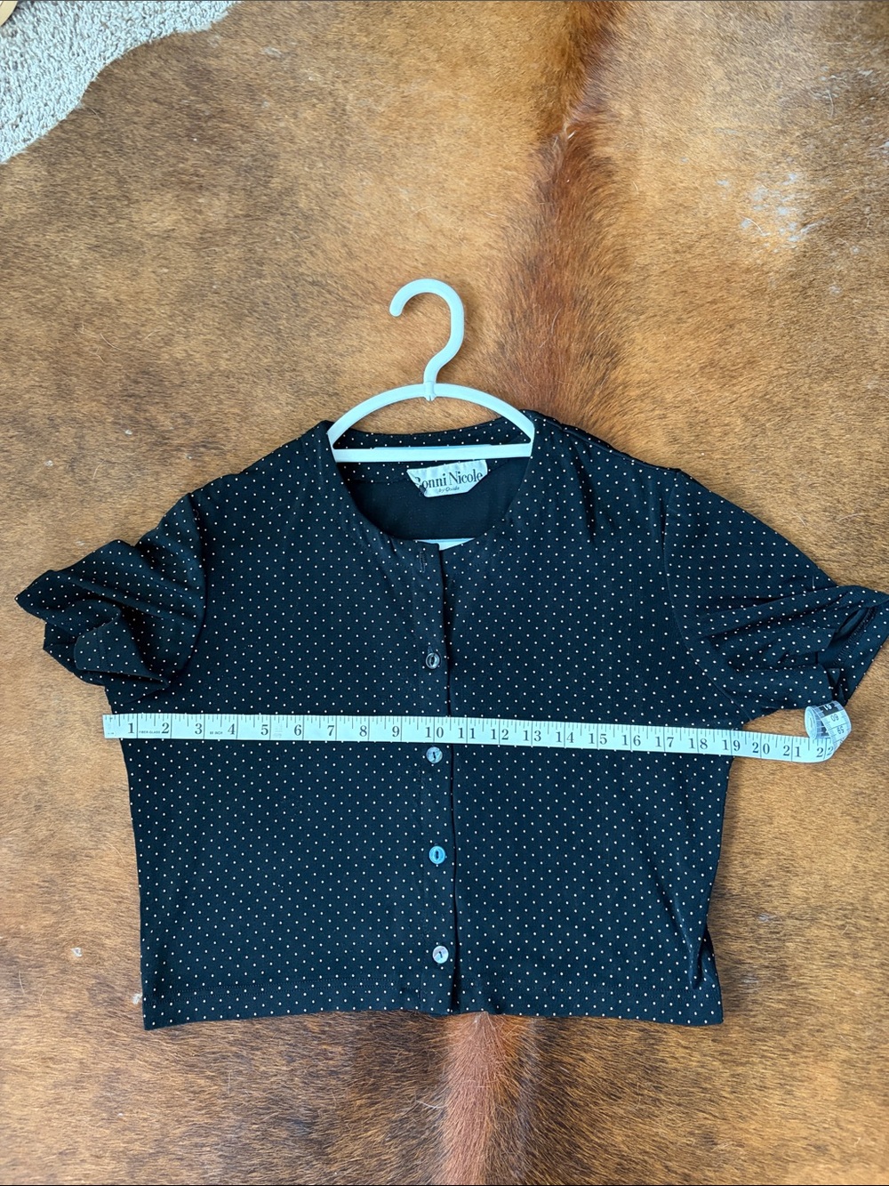 Vintage Black Polka Dot Button-Front Women’s Top - Picture 6 of 7